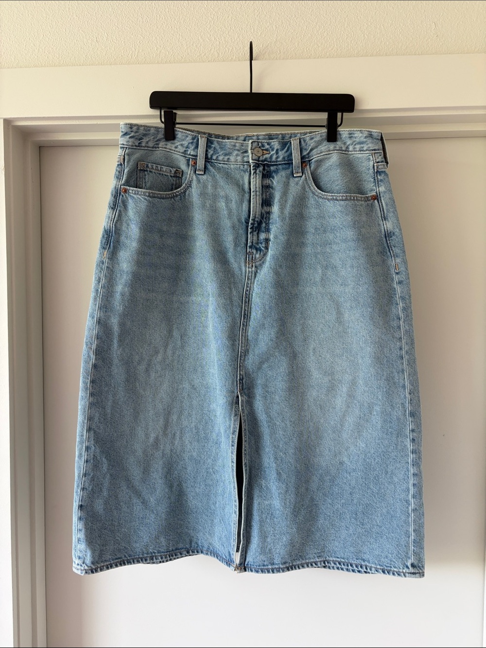 Old Navy Light Blue Denim Midi Skirt
